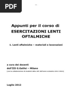 Esercitazioni Lenti Oftalmiche - Materiali e Lavorazioni Lenti PDF