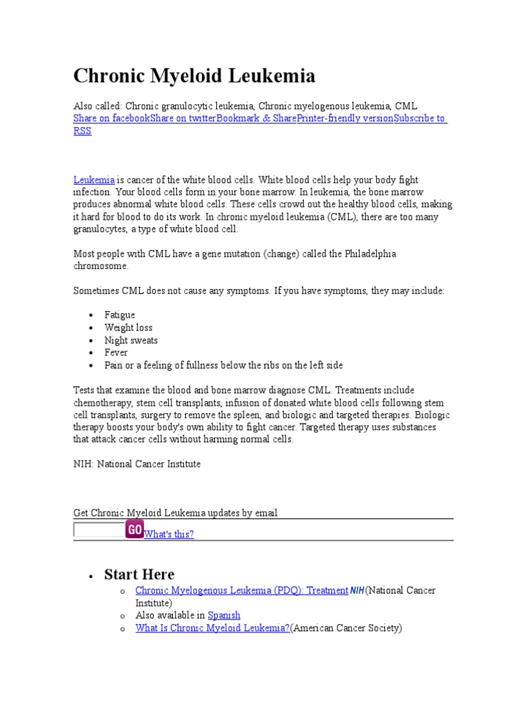 Chronic Myeloid Leukemia | PDF | Leukemia | Bone Marrow