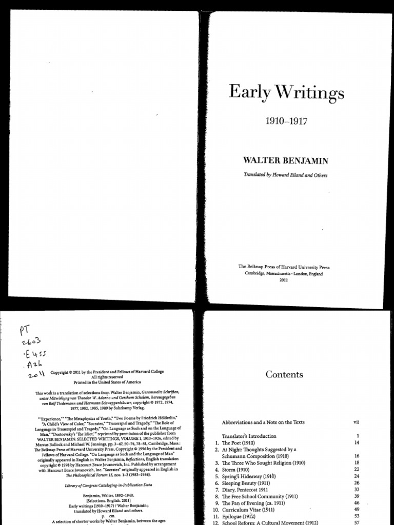 Walter Benjamin Early Writings 19101917 PDF Henri Bergson Science image