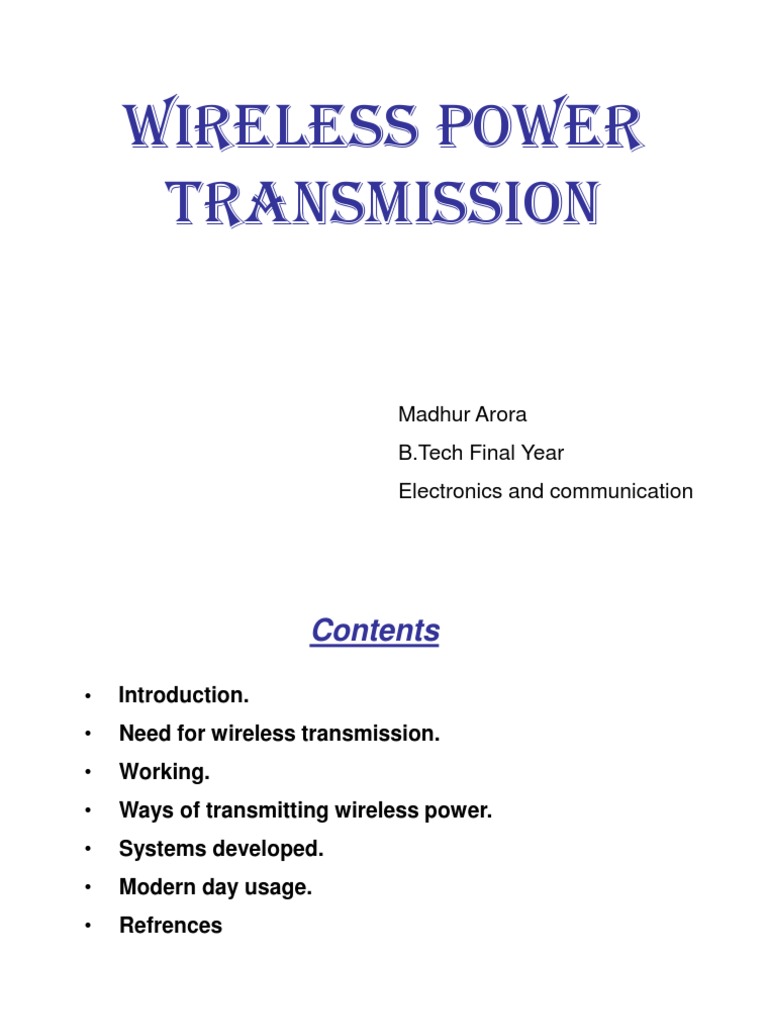 Wireless Power Transmission Overview | PDF | Antenna (Radio) | Wireless