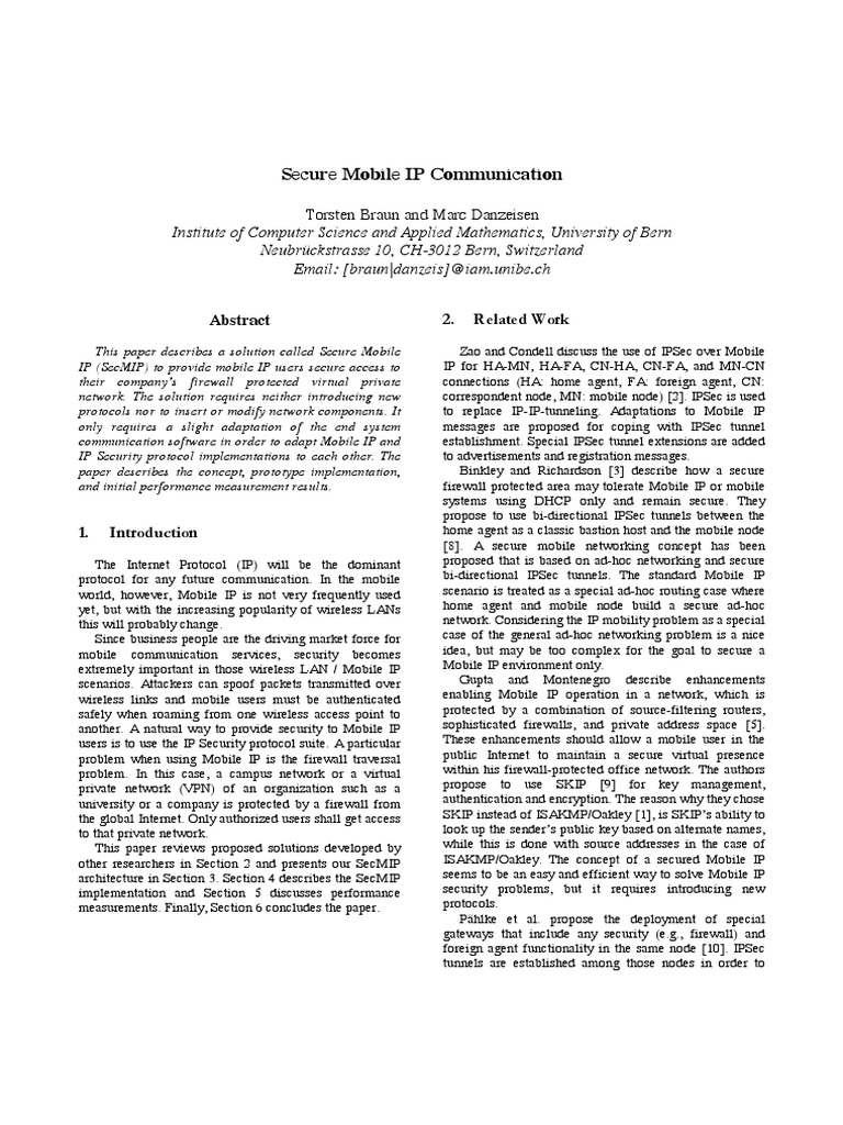 Secure IP Mobile Network | PDF | Computer Network | Internet Protocols