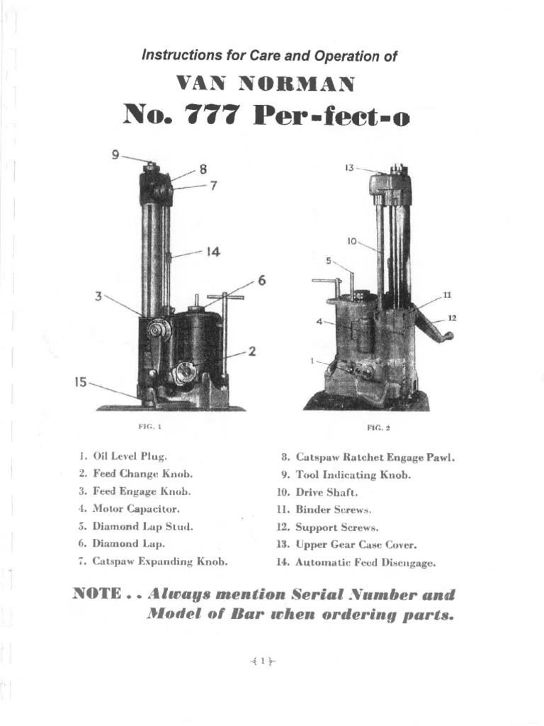 Van Norman 777 Boring Bar Instructions PDF