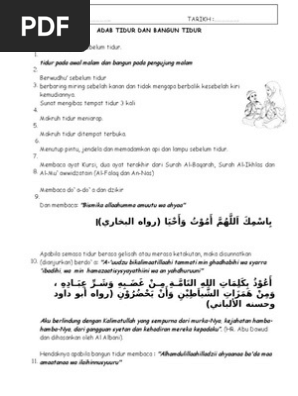 Adab Tidur Dan Bangun Tidur Pdf