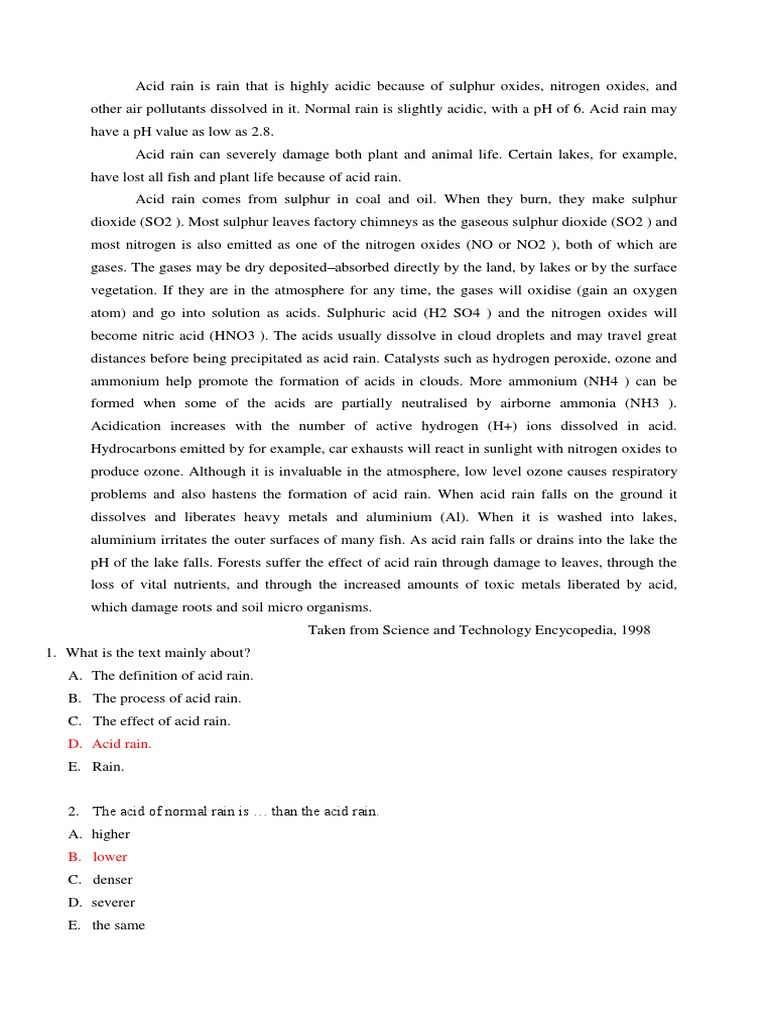 Acid Rain Is Rain That Is Highly Acidic Because Of Sulphur Oxides Docx Sulfur Rain