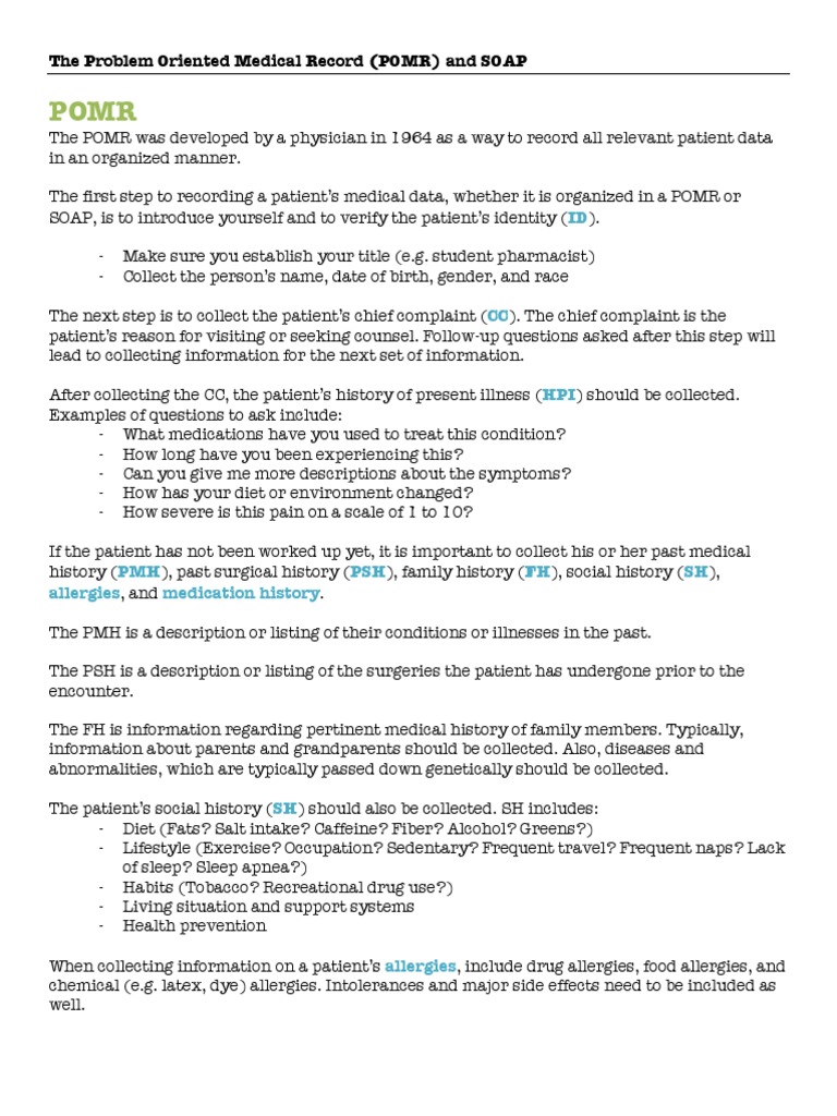 Problem Oriented Method Medical Record