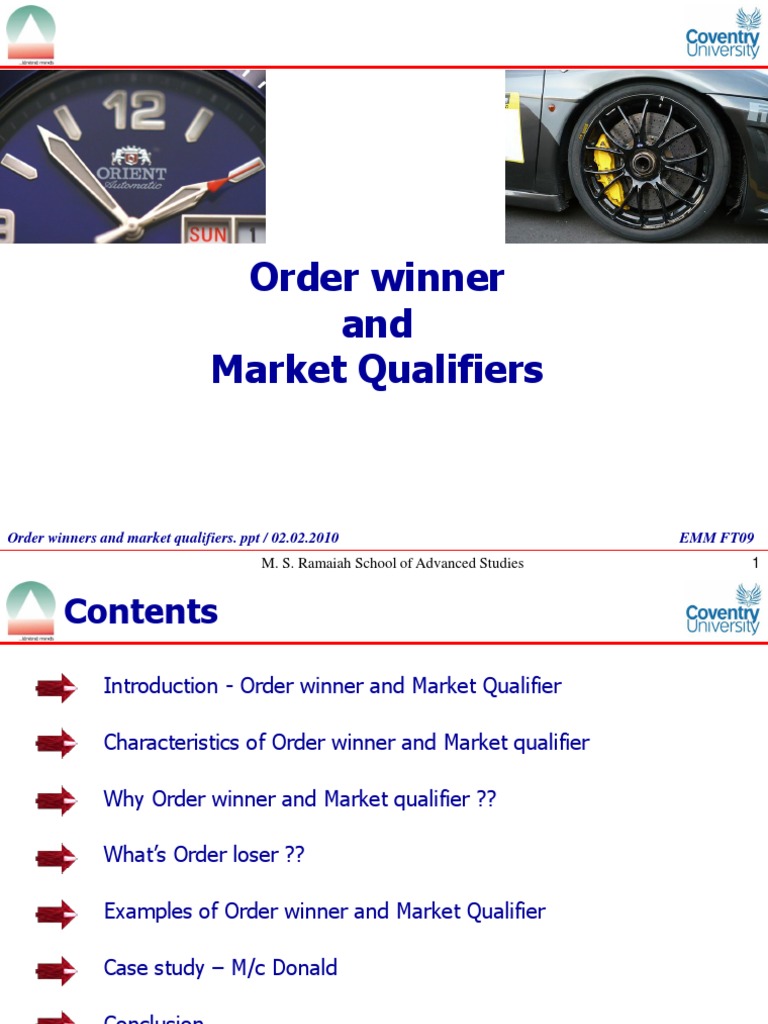 Order Winners and Market Qualifiers | PDF | Mc Donald's | Fast Food ...