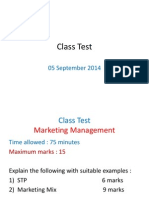 Class Test: 05 September 2014