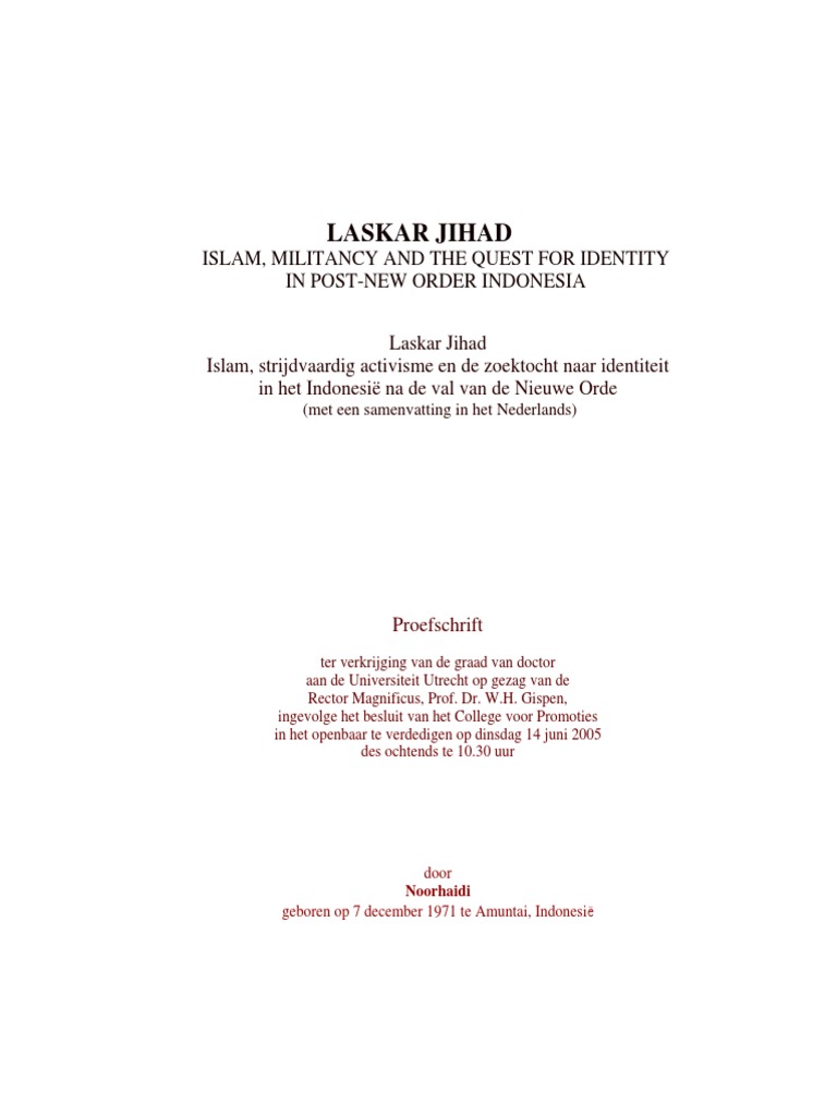 Laskar Jihad Dissertation Noorhaidi Pdf