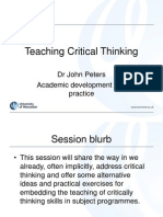 Teaching Critical Thinking: DR John Peters Academic Development and Practice