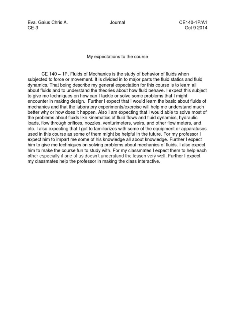 Course Expectations in Fluid Mechanics | PDF | Fluid Dynamics | Fluid