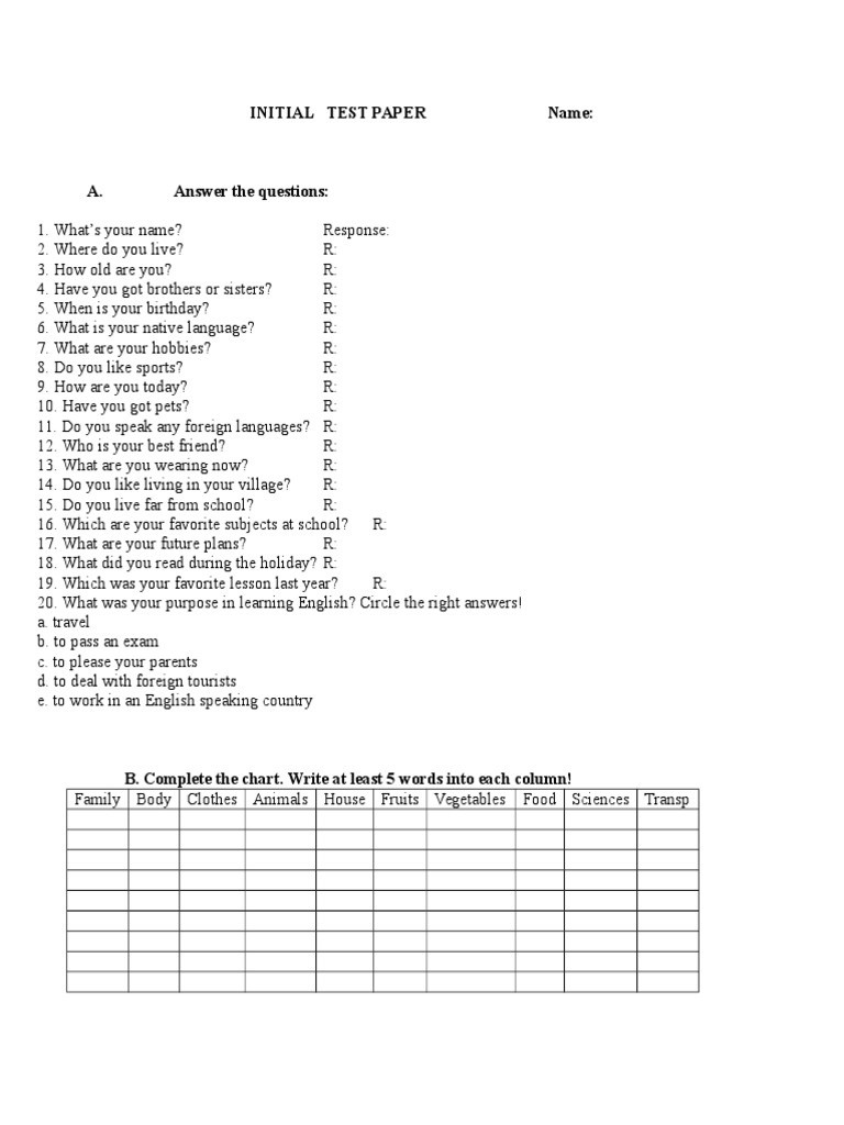VI 0initialtestpaper | PDF