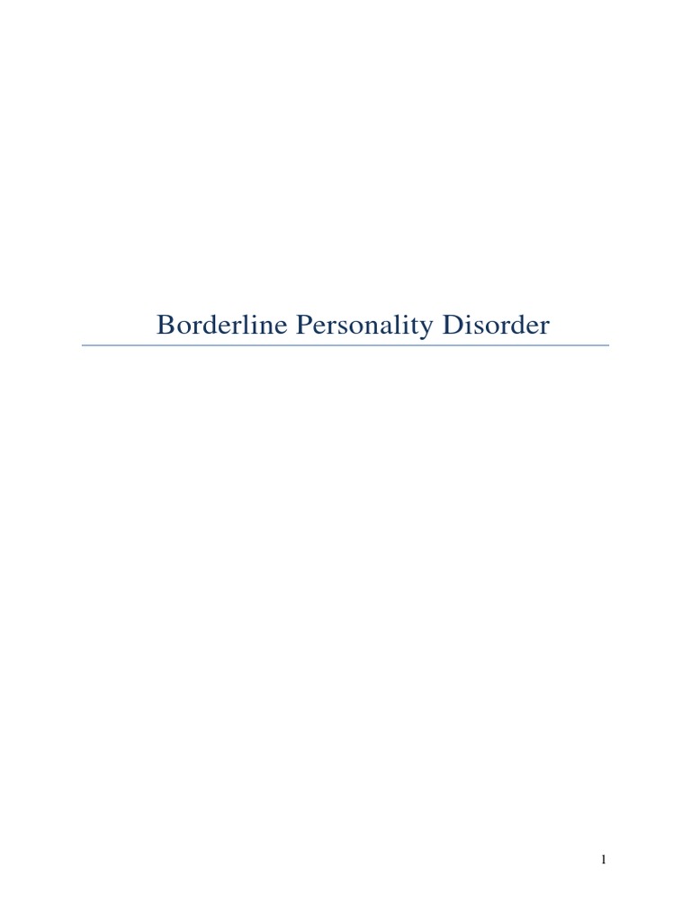 Borderline Personality Disorder | PDF | Borderline Personality Disorder ...