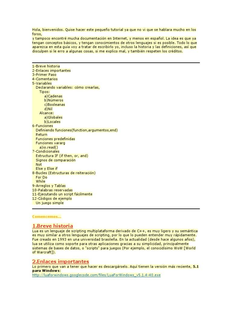 Lua Manual 1 | PDF | Comillas | Variable (informática)