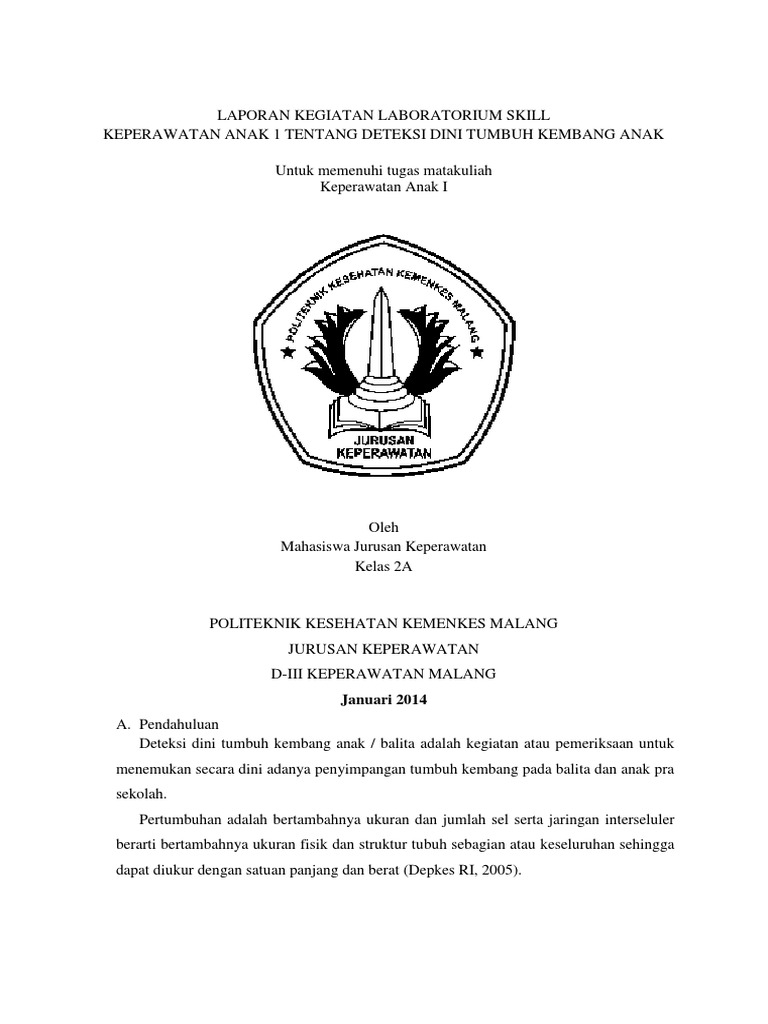 LAPORAN HASIL DETEKSI DINI GANGGUAN TUMBUH KEMBANG ANAK DI