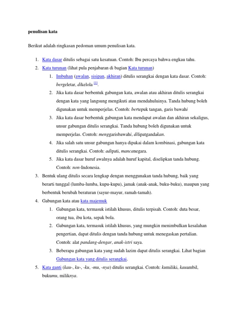 Penulisan Kata Dan Kalimat Sesuai Eyd