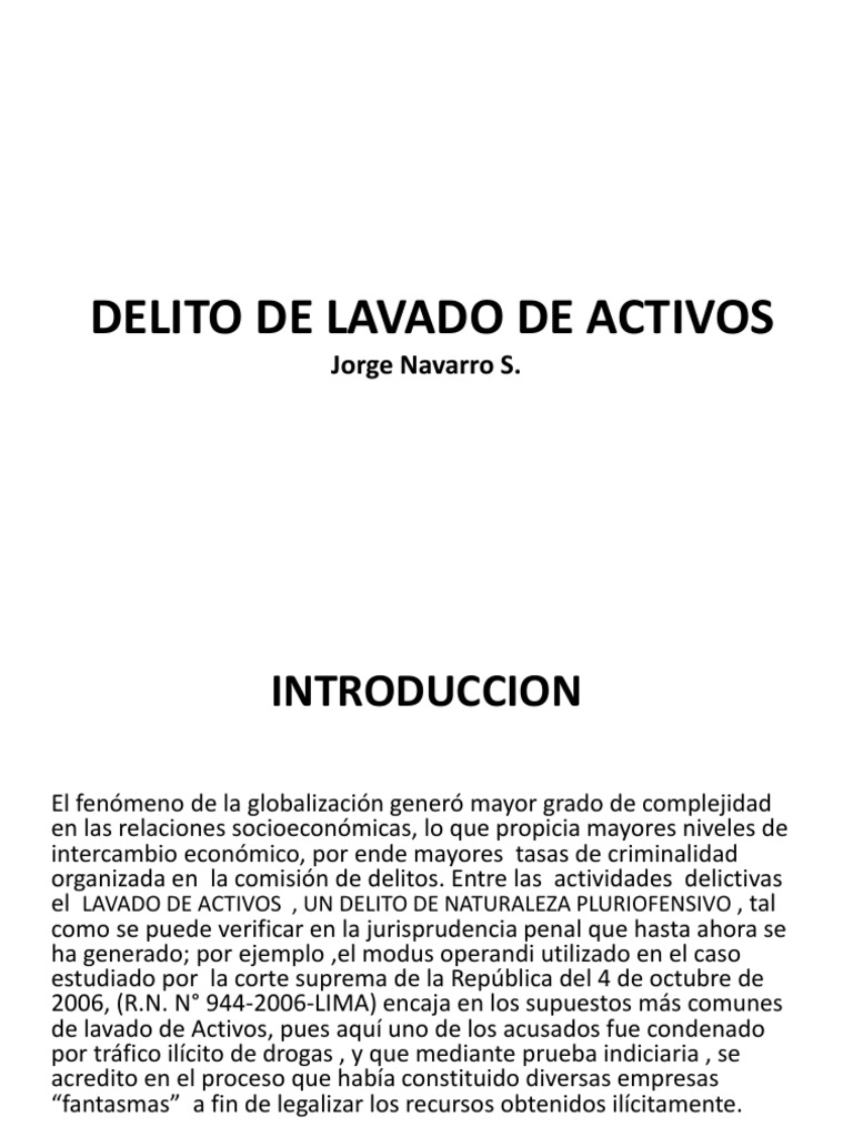 Lavado de Activos en el Perú | PDF | Lavado de dinero | Delito