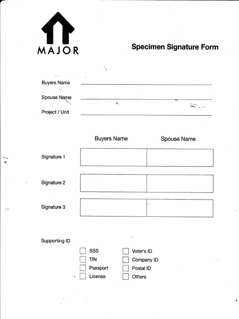 Specimen Signature Form Details | PDF