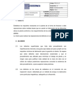 Procedimiento de para La Reparacion Defectos Superficiales PDF