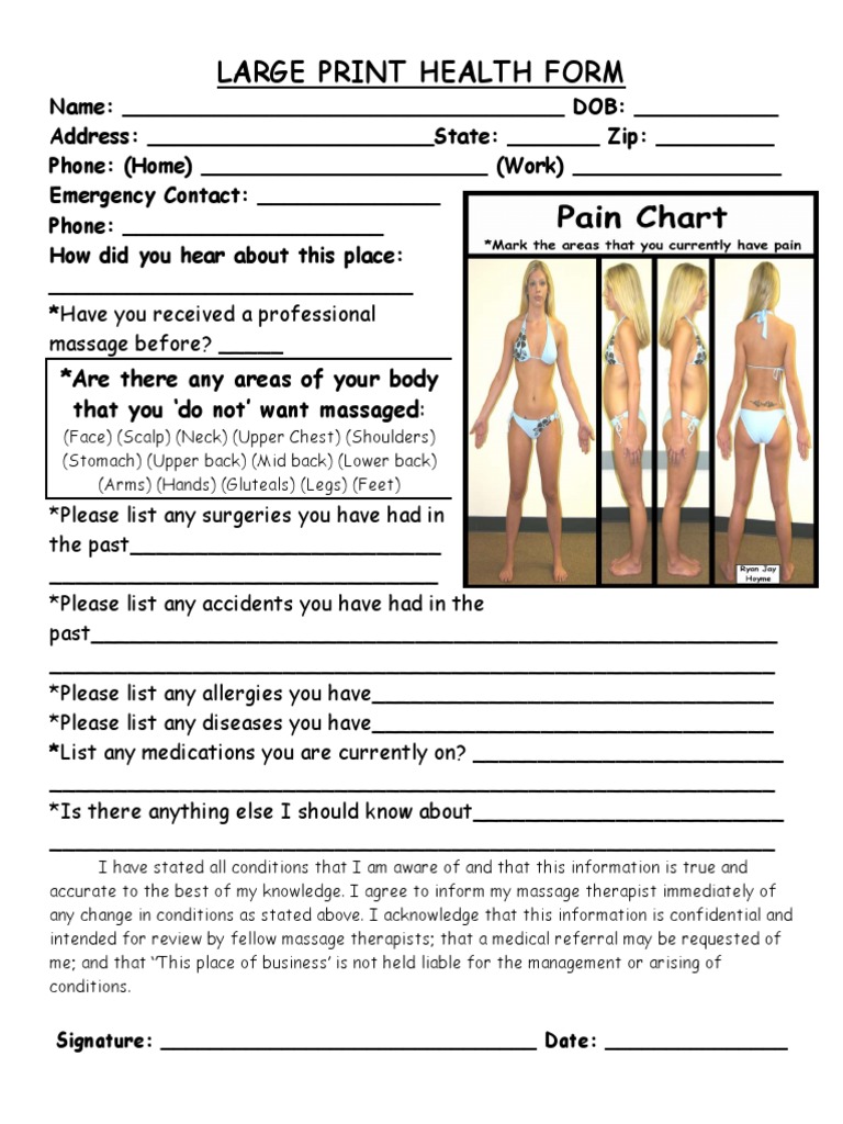 Large Print Health Form PDF PDF | PDF | Career & Growth | Self-Improvement