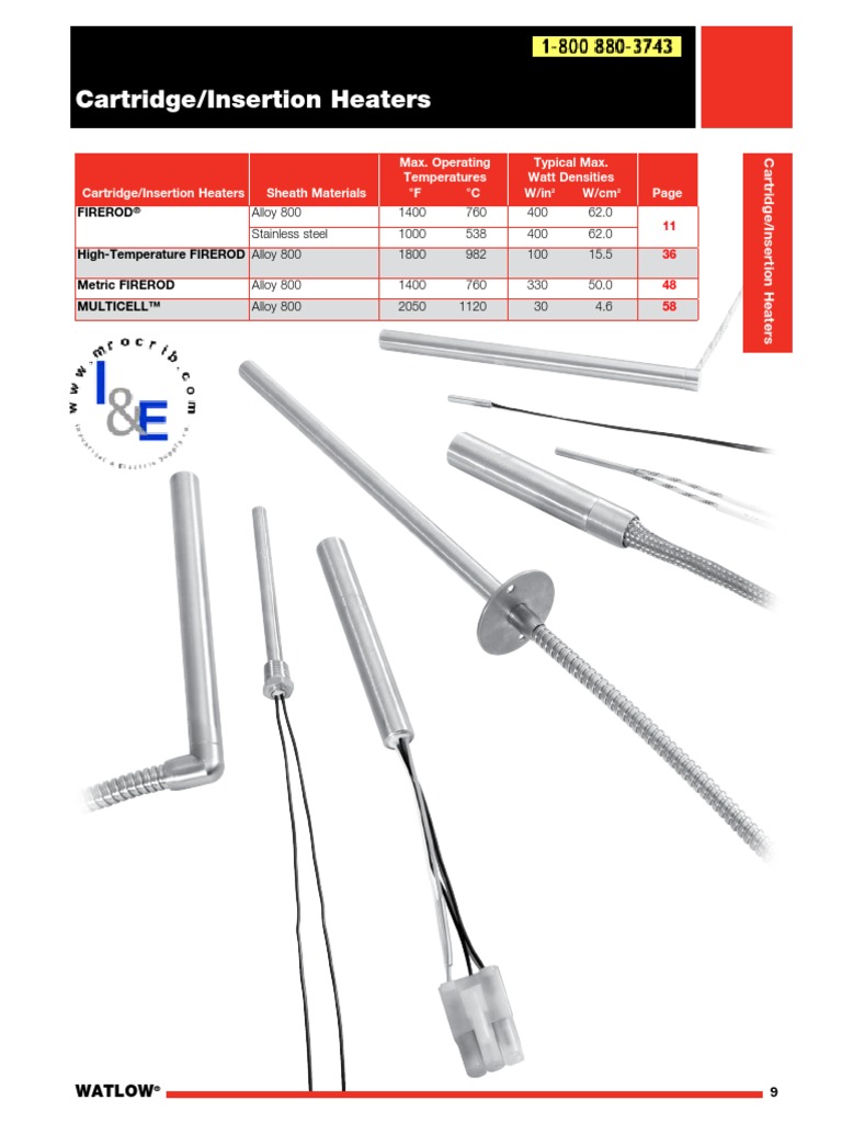 Watlow Cartridge Heaters | PDF | Thermocouple | Insulator (Electricity)