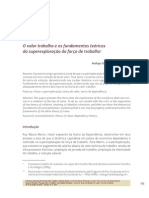 O Valor Trabalho e Os Fundamentos Teóricos Da Superexploração Da Força de Trabalho