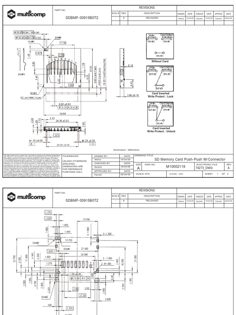 SDBMF-00915B0T2: SD Card Socket Datasheet | PDF | License | Computing
