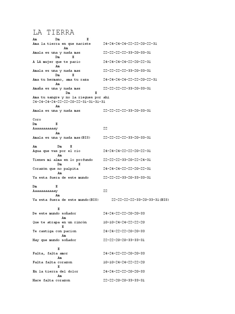 Acordes La Tierra de Juanes PDF Música pop Entretenimiento (general)