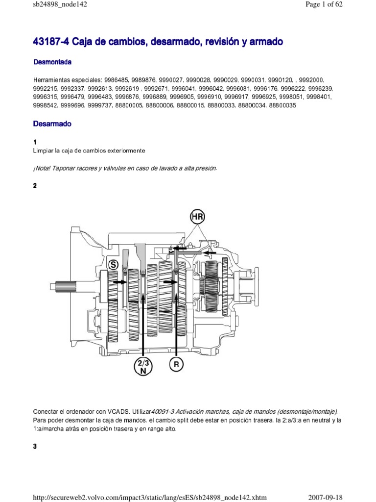 Ardiente Hija As Caja de Cambios Desarmado Revision y Armado PDF | PDF | Transmisión  (Mecánica) | Embrague