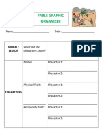 Fable Graphic Organizer: What Did The Characters Learn?