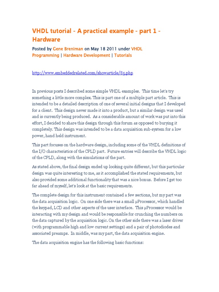 VHDL TutorialPart 1AdcSpi PDF Vhdl Sampling (Signal Processing)