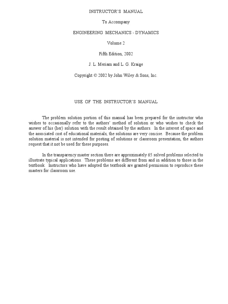 Dynamics Solutions Manual | PDF