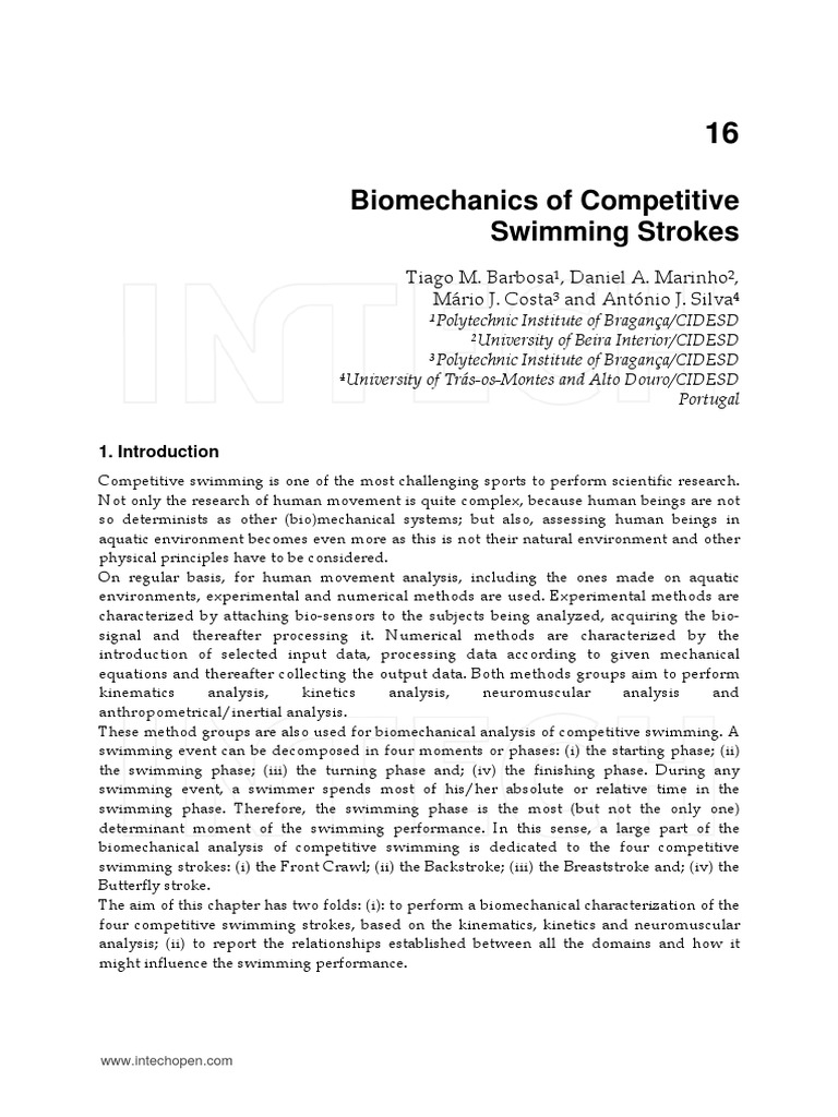 Biomechanics of Competitive Swimming Strokes PDF | PDF | Drag (Physics ...