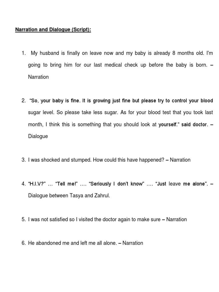 Narration and Dialogue (Script) | PDF
