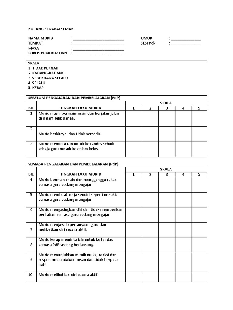 Borang Senarai Semak  PDF