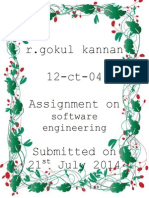 R.gokul Kannan 12-ct-04 Assignment On: Software Engineering
