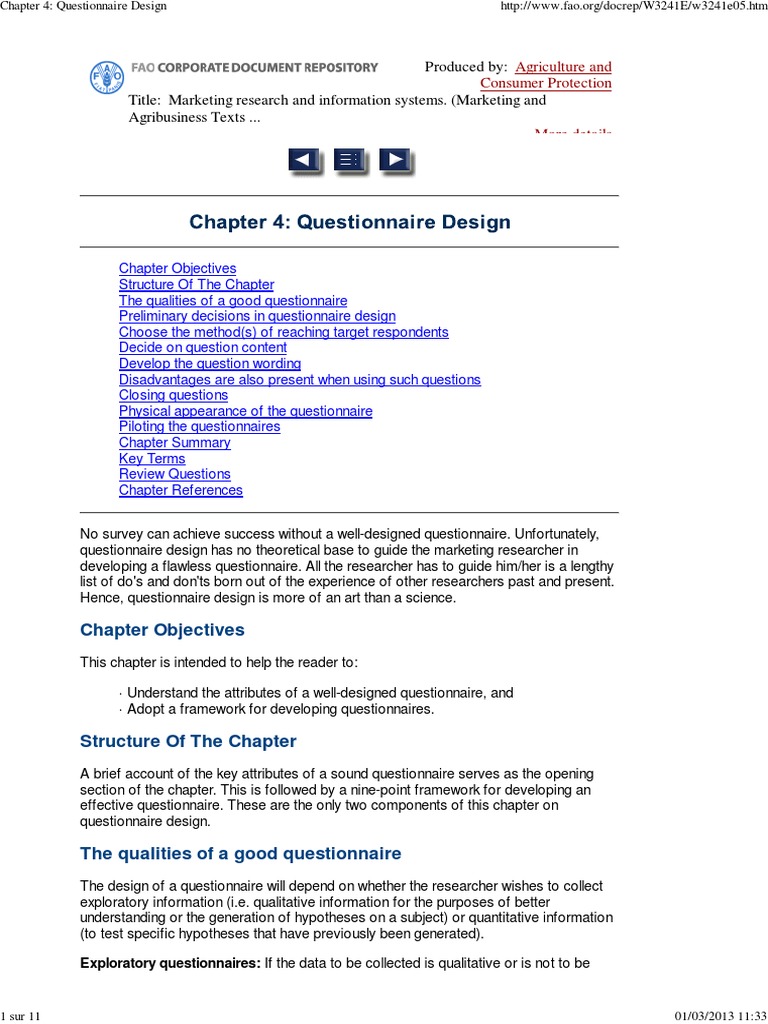 Questionnaire Design in Brief Questionnaire Survey Methodology