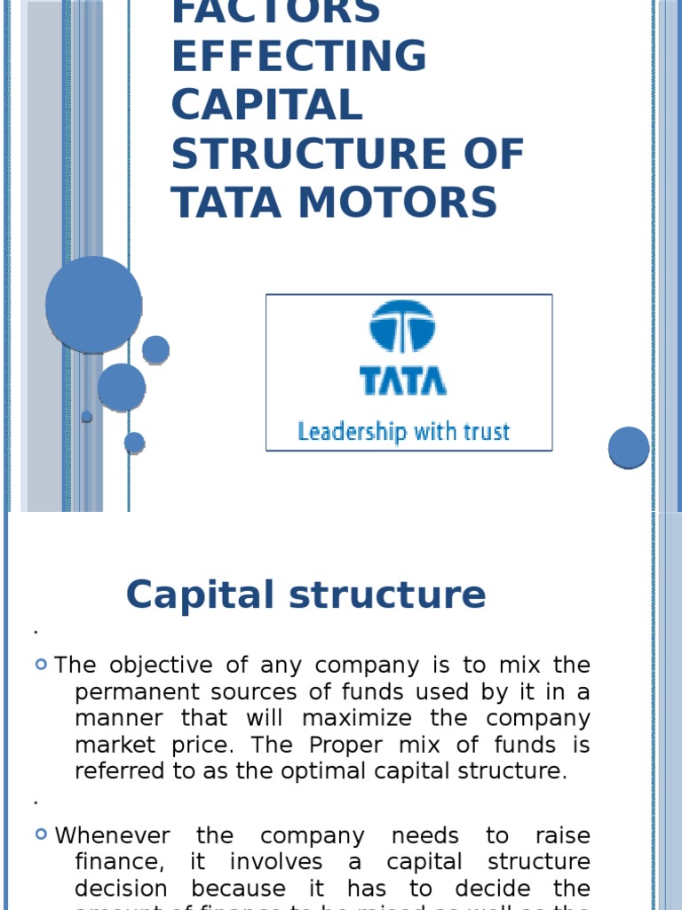 Capital Structure of Tata Motors PDF Capital Structure Cost Of