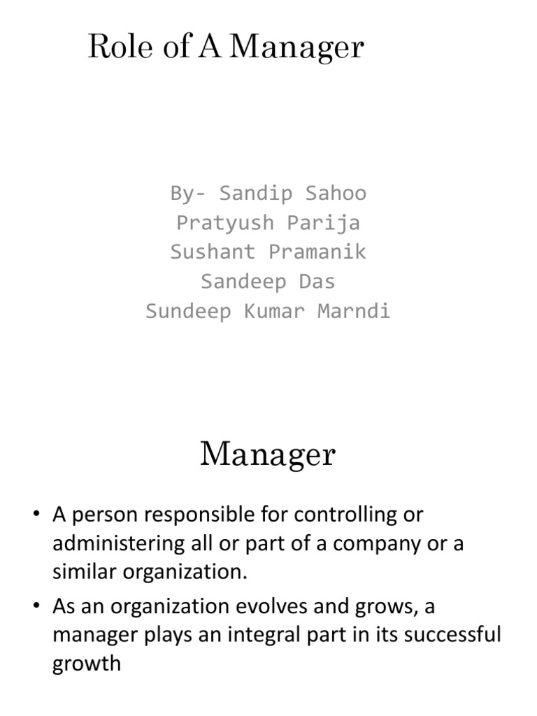 Role of A Manager | PDF | Employment | Leadership