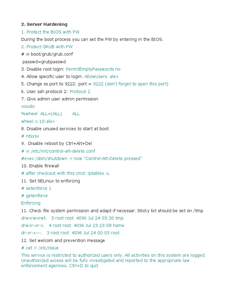 Server Hardening Best Practices Guide | PDF