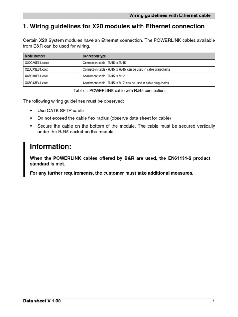 Wiring Guidelines For X20 Modules With Ethernet Connection | PDF