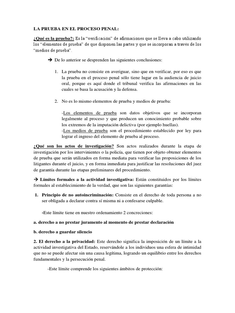 La Prueba en el Proceso Penal | PDF | Evidencia (ley) | Procedimiento ...