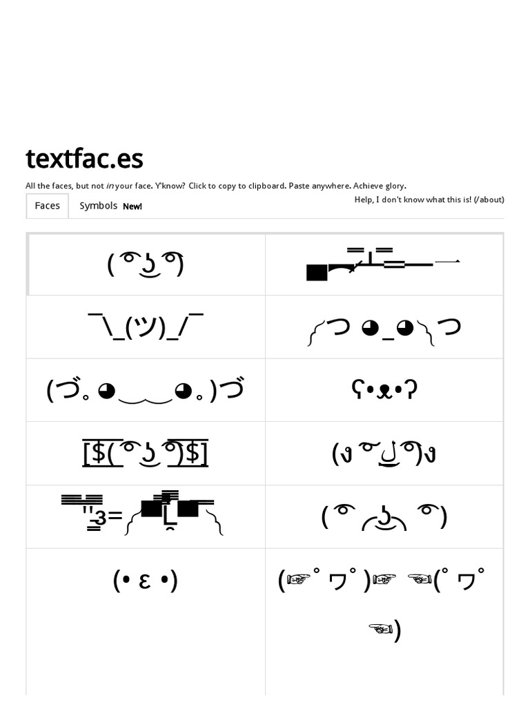 Text Faces Unicode Text Face List PDF