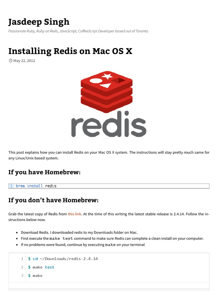 Install Redis on Mac OS X | PDF | Directory (Computing) | Computer ...