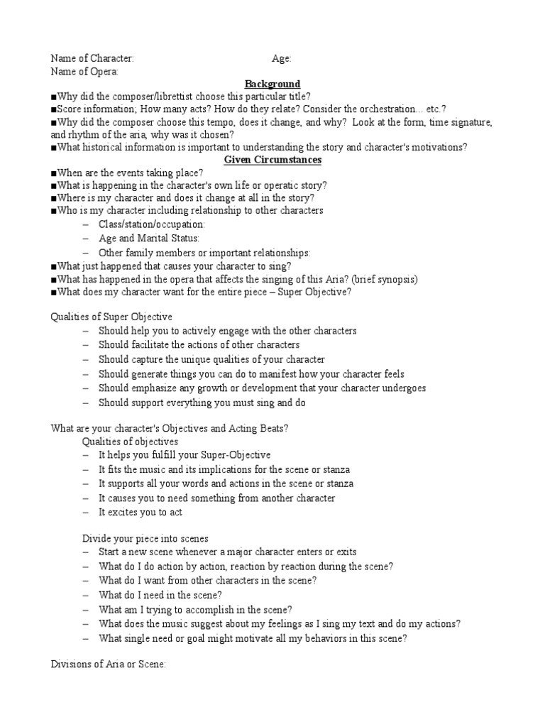 Character Analysis Worksheet | PDF