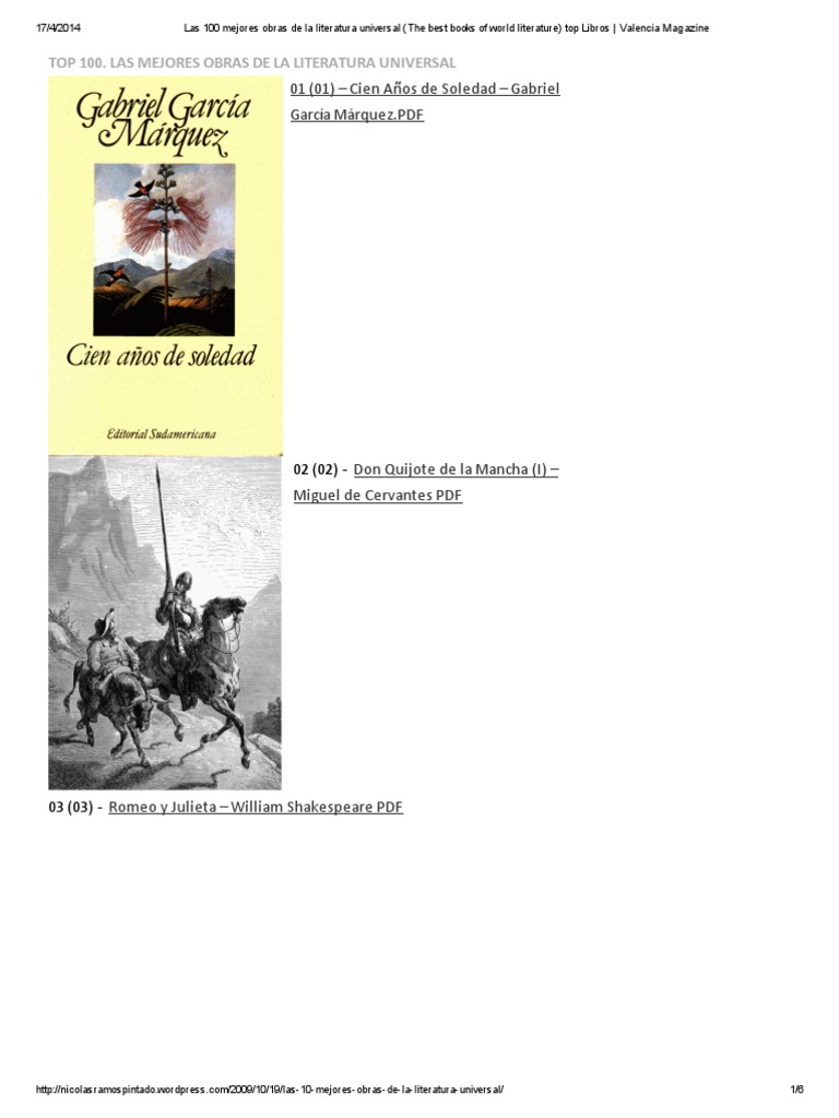 Las Mejores Obras De Literatura Universal