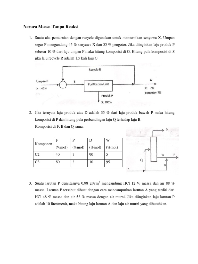 Latihan Soal Neraca Massa
