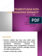 Sinonim, Pembentukan Kata Dan Ungkapan Idiomatik