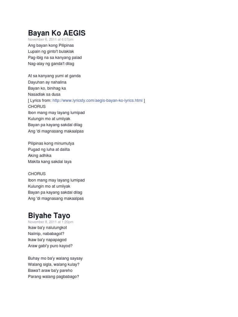Bayan Ko Aegis | PDF