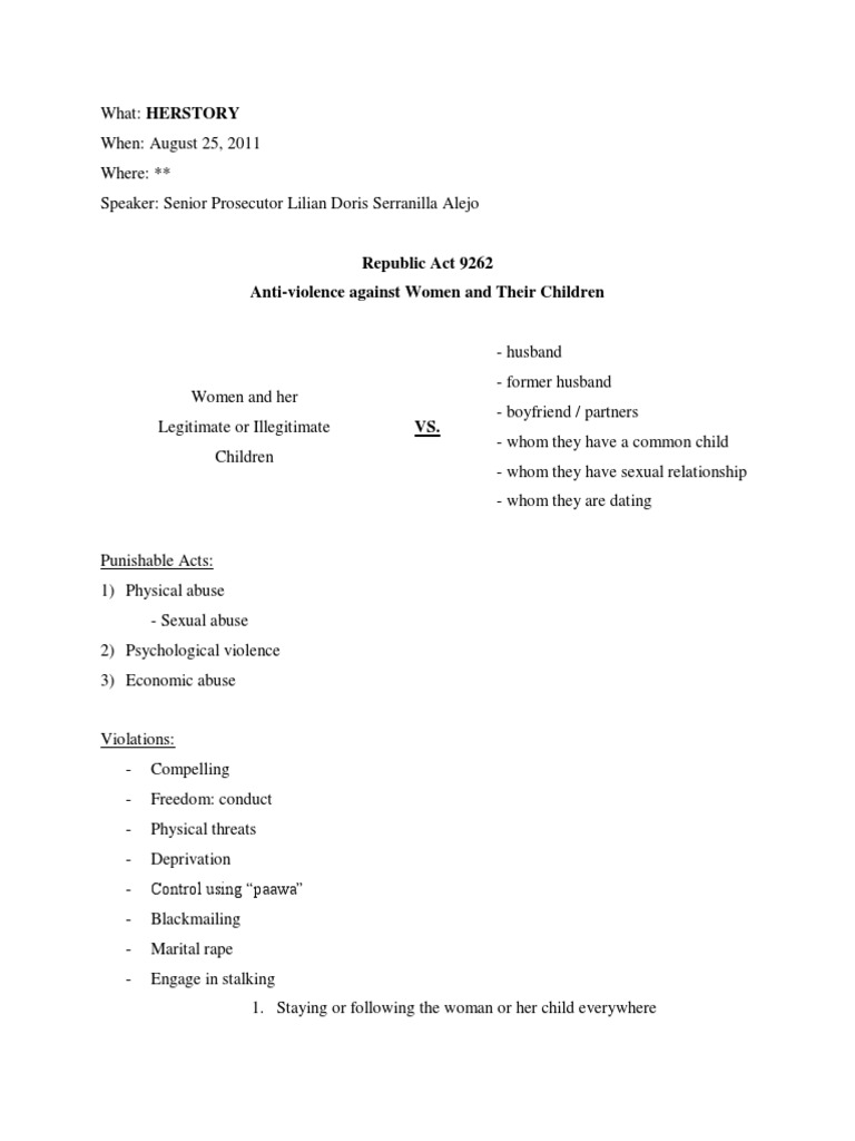 Republic Act 9262 Anti-Violence Against Women and Their Children | PDF ...