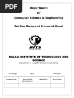 Dbms Lab Manual